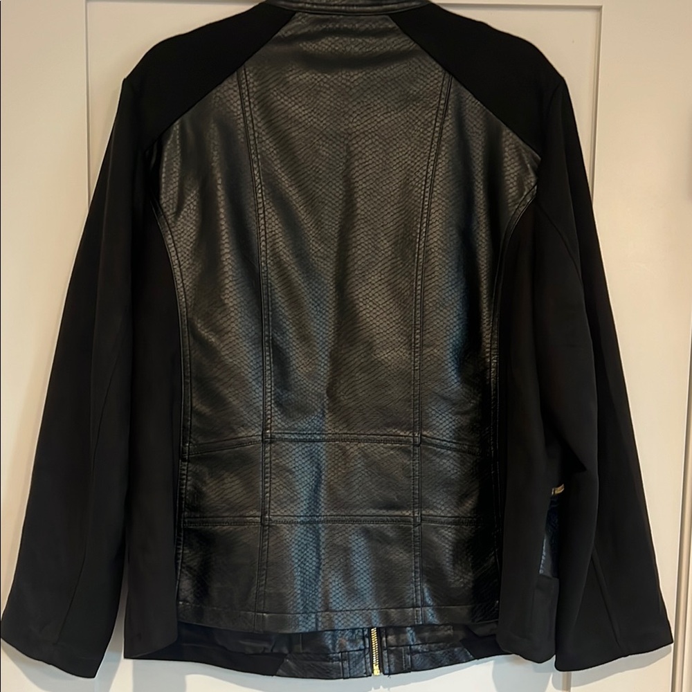Michael Kors Black Leather Jacket with Gold Accents - Picture 3 of 4